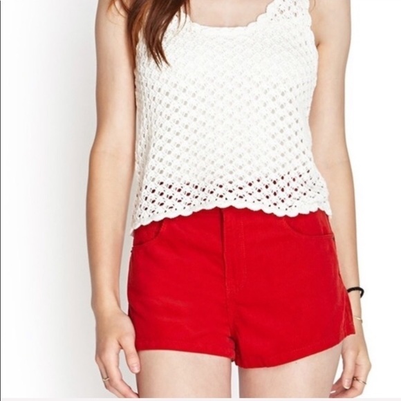 Forever 21 Red Corduroy High Rise Shorts NWT Sz 26 - Picture 3 of 14